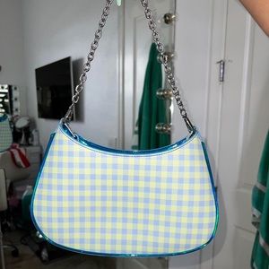 Urban Outfitters Holographic Plaid Purse in blue